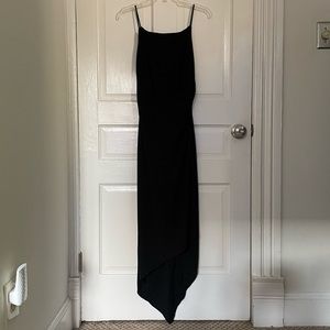 black asymmetrical evening dress
